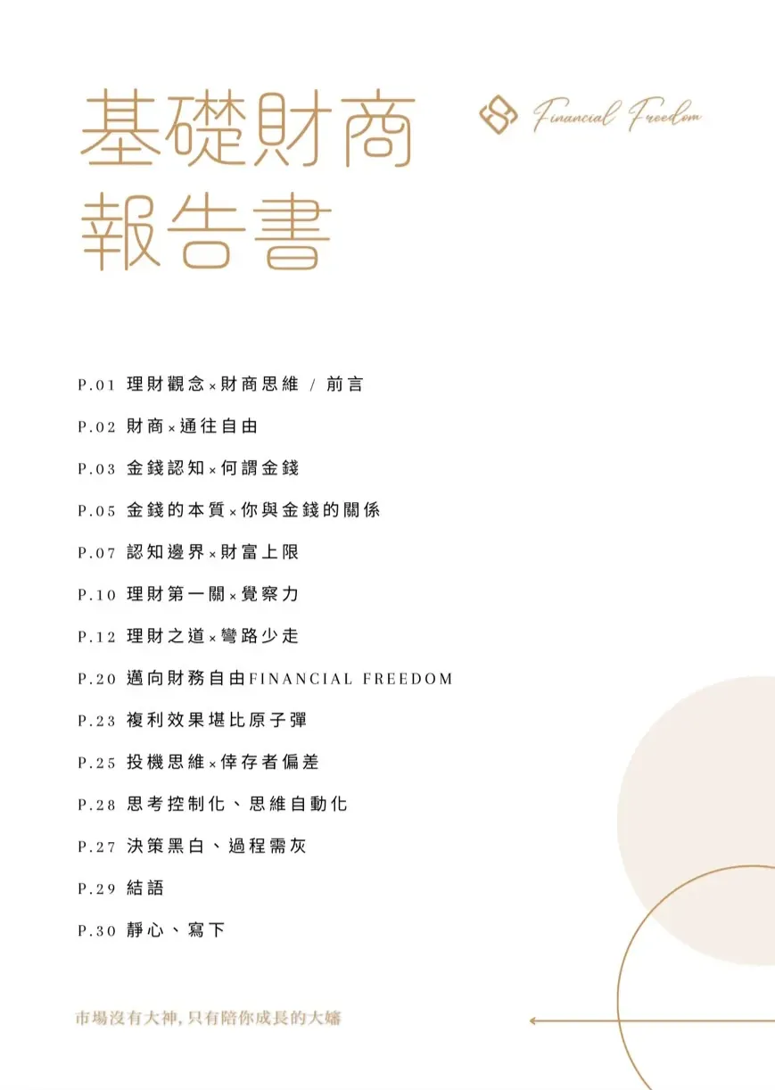 基礎財商報告書目錄
